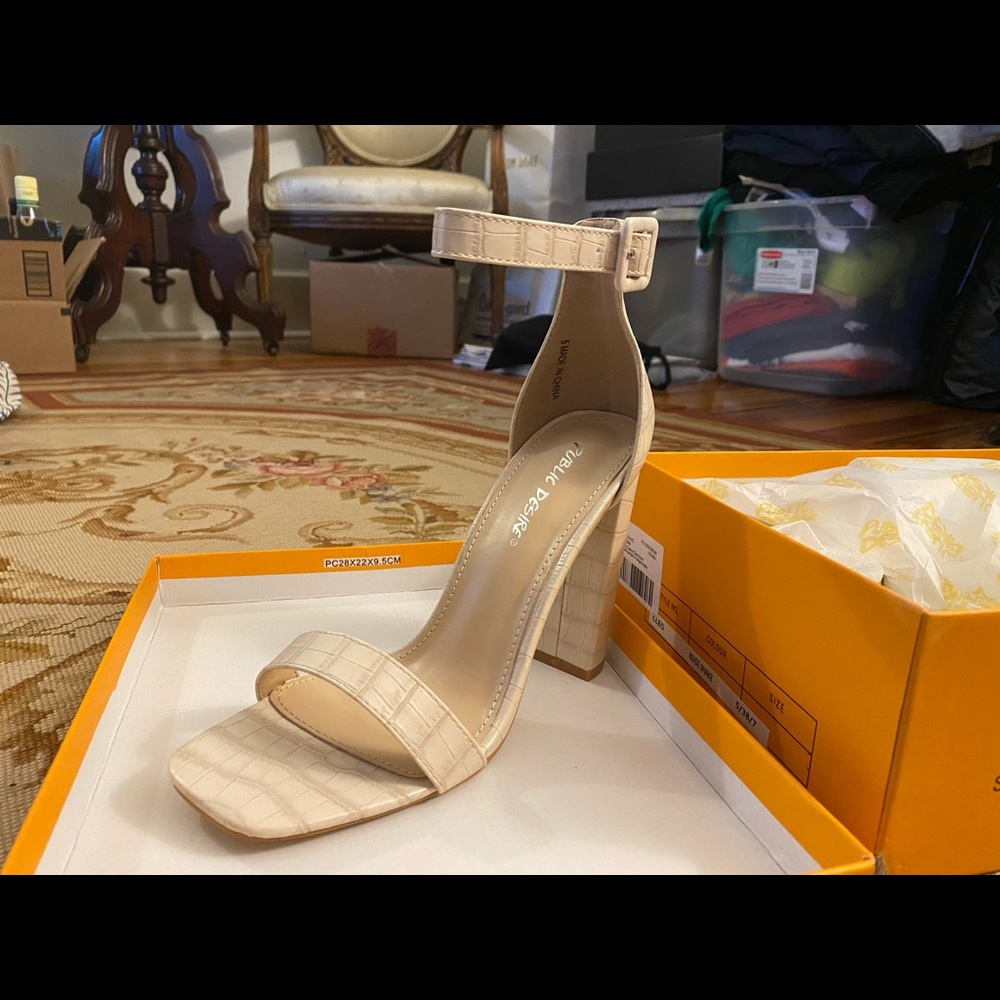 White Croc heels